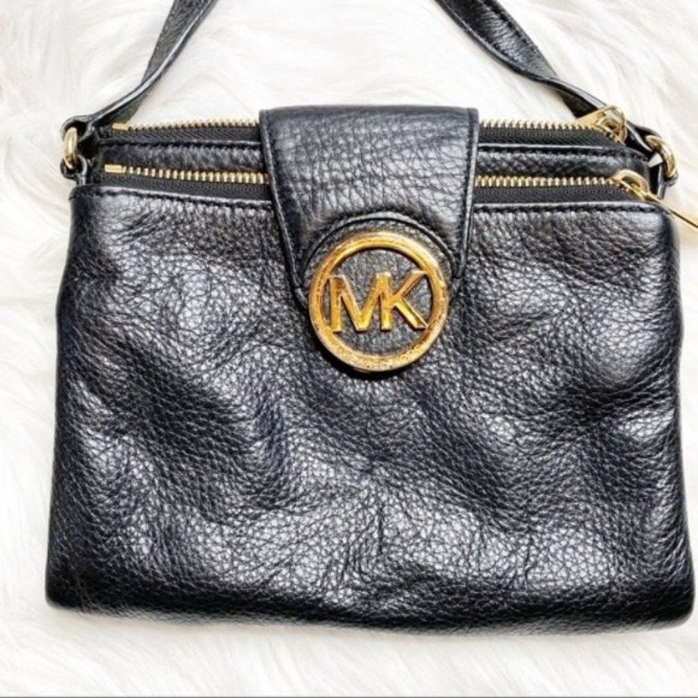 Michael Kors Fulton Large Leather Black Crossbody Bag - Picture 3 of 9